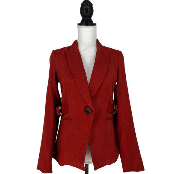 Veronica Beard Baltazar Linen Peplum Dickey Jacket In Clay - Picture 3 of 13